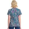 Cherokee Infinity Printed Scrub Tops for Women Round Neck, 3 Pockets, Rib-Knit Inset & Princess Seams – CK609(Colorful Distress)
