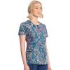 Cherokee Infinity Printed Scrub Tops for Women Round Neck, 3 Pockets, Rib-Knit Inset & Princess Seams – CK609(Colorful Distress)