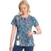 Cherokee Infinity Printed Scrub Tops for Women Round Neck, 3 Pockets, Rib-Knit Inset & Princess Seams – CK609(Colorful Distress)