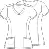 Cherokee Infinity Printed Scrub Tops for Women Round Neck, 3 Pockets, Rib-Knit Inset & Princess Seams – CK609(Digital Wavelength)