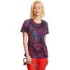 Cherokee Infinity Printed Scrub Tops for Women Round Neck, 3 Pockets, Rib-Knit Inset & Princess Seams – CK609(Digital Wavelength)