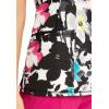 Cherokee Infinity Printed Scrub Tops for Women Round Neck, 3 Pockets, Rib-Knit Inset & Princess Seams – CK609(Inky Garden)