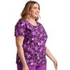 Cherokee Infinity Printed Scrub Tops for Women Round Neck, 3 Pockets, Rib-Knit Inset & Princess Seams – CK609(Leopard Vibes)