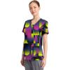Cherokee Infinity Printed Scrub Tops for Women Round Neck, 3 Pockets, Rib-Knit Inset & Princess Seams – CK609(Portal)