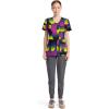 Cherokee Infinity Printed Scrub Tops for Women Round Neck, 3 Pockets, Rib-Knit Inset & Princess Seams – CK609(Portal)