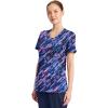 Cherokee Infinity Printed Scrub Tops for Women Round Neck, 3 Pockets, Rib-Knit Inset & Princess Seams – CK609(Staggered Marble)