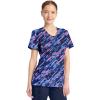 Cherokee Infinity Printed Scrub Tops for Women Round Neck, 3 Pockets, Rib-Knit Inset & Princess Seams – CK609(Staggered Marble)