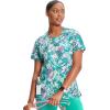 Cherokee Infinity Printed Scrub Tops for Women Round Neck, 3 Pockets, Rib-Knit Inset & Princess Seams – CK609(Tropic Texture)