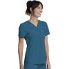 Cherokee Infinity V-Neck Nurse Scrub Top for Women with Rib-Knit Panel and Tuckable CK687A(Caribbean Blue)