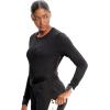 Cherokee Infinity Womens Long Sleeve Underscrub Top, Round Neck, Thumbholes, Moisture-Wicking 360° Stretch – IN640(Black)