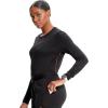 Cherokee Infinity Womens Long Sleeve Underscrub Top, Round Neck, Thumbholes, Moisture-Wicking 360° Stretch – IN640(Black)
