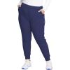 Cherokee Infinity Womens Mid Rise Jogger Scrub Pants Rib-Knit Waist, 6 Pockets, 360° Stretch Moisture-Wicking – CK080A(Navy)