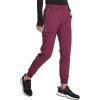 Cherokee Infinity Womens Mid Rise Jogger Scrub Pants Rib-Knit Waist, 6 Pockets, 360° Stretch Moisture-Wicking – CK080A(Wine)