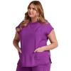 Cherokee Infinity Womens Mock Neck Scrub Top, 4 Pockets, Dolman Sleeves, Rib-Knit Back Panel Stylish Medical Top – CK742A(Bright Violet)