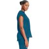 Cherokee Infinity Womens Mock Neck Scrub Top, 4 Pockets, Dolman Sleeves, Rib-Knit Back Panel Stylish Medical Top – CK742A(Caribbean Blue)