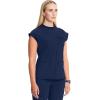 Cherokee Infinity Womens Mock Neck Scrub Top, 4 Pockets, Dolman Sleeves, Rib-Knit Back Panel Stylish Medical Top – CK742A(Navy)