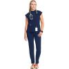 Cherokee Infinity Womens Mock Neck Scrub Top, 4 Pockets, Dolman Sleeves, Rib-Knit Back Panel Stylish Medical Top – CK742A(Navy)