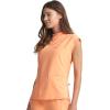 Cherokee Infinity Womens Mock Neck Scrub Top, 4 Pockets, Dolman Sleeves, Rib-Knit Back Panel Stylish Medical Top – CK742A(Peach Linen)