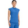 Cherokee Infinity Womens Mock Neck Scrub Top, 4 Pockets, Dolman Sleeves, Rib-Knit Back Panel Stylish Medical Top – CK742A(Royal)