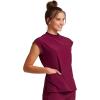 Cherokee Infinity Womens Mock Neck Scrub Top, 4 Pockets, Dolman Sleeves, Rib-Knit Back Panel Stylish Medical Top – CK742A(Wine)