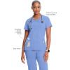 Cherokee Infinity Womens Mock Wrap Scrub Top, 4 Pockets, Rib-Knit Panel, Moisture-Wicking 360° Stretch – 2625A(Blue)