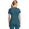 Cherokee Infinity Womens Mock Wrap Scrub Top, 4 Pockets, Rib-Knit Panel, Moisture-Wicking 360° Stretch – 2625A(Caribbean Blue)