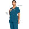 Cherokee Infinity Womens Mock Wrap Scrub Top, 4 Pockets, Rib-Knit Panel, Moisture-Wicking 360° Stretch – 2625A(Caribbean Blue)