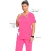 Cherokee Infinity Womens Mock Wrap Scrub Top, 4 Pockets, Rib-Knit Panel, Moisture-Wicking 360° Stretch – 2625A(Carmine Pink)