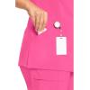 Cherokee Infinity Womens Mock Wrap Scrub Top, 4 Pockets, Rib-Knit Panel, Moisture-Wicking 360° Stretch – 2625A(Carmine Pink)