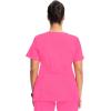 Cherokee Infinity Womens Mock Wrap Scrub Top, 4 Pockets, Rib-Knit Panel, Moisture-Wicking 360° Stretch – 2625A(Carmine Pink)