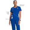 Cherokee Infinity Womens Mock Wrap Scrub Top, 4 Pockets, Rib-Knit Panel, Moisture-Wicking 360° Stretch – 2625A(Galaxy Blue)