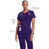 Cherokee Infinity Womens Mock Wrap Scrub Top, 4 Pockets, Rib-Knit Panel, Moisture-Wicking 360° Stretch – 2625A(Grape)