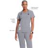 Cherokee Infinity Womens Mock Wrap Scrub Top, 4 Pockets, Rib-Knit Panel, Moisture-Wicking 360° Stretch – 2625A(Grey)