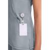 Cherokee Infinity Womens Mock Wrap Scrub Top, 4 Pockets, Rib-Knit Panel, Moisture-Wicking 360° Stretch – 2625A(Grey)