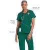 Cherokee Infinity Womens Mock Wrap Scrub Top, 4 Pockets, Rib-Knit Panel, Moisture-Wicking 360° Stretch – 2625A(Hunter Green)