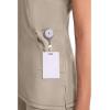 Cherokee Infinity Womens Mock Wrap Scrub Top, 4 Pockets, Rib-Knit Panel, Moisture-Wicking 360° Stretch – 2625A(Khaki)