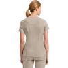 Cherokee Infinity Womens Mock Wrap Scrub Top, 4 Pockets, Rib-Knit Panel, Moisture-Wicking 360° Stretch – 2625A(Khaki)