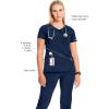 Cherokee Infinity Womens Mock Wrap Scrub Top, 4 Pockets, Rib-Knit Panel, Moisture-Wicking 360° Stretch – 2625A(Navy)