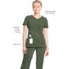 Cherokee Infinity Womens Mock Wrap Scrub Top, 4 Pockets, Rib-Knit Panel, Moisture-Wicking 360° Stretch – 2625A(Olive)