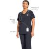Cherokee Infinity Womens Mock Wrap Scrub Top, 4 Pockets, Rib-Knit Panel, Moisture-Wicking 360° Stretch – 2625A(Pewter)