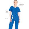 Cherokee Infinity Womens Mock Wrap Scrub Top, 4 Pockets, Rib-Knit Panel, Moisture-Wicking 360° Stretch – 2625A(Royal)
