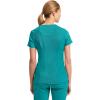 Cherokee Infinity Womens Mock Wrap Scrub Top, 4 Pockets, Rib-Knit Panel, Moisture-Wicking 360° Stretch – 2625A(Teal Blue)
