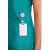 Cherokee Infinity Womens Mock Wrap Scrub Top, 4 Pockets, Rib-Knit Panel, Moisture-Wicking 360° Stretch – 2625A(Teal Blue)