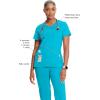 Cherokee Infinity Womens Mock Wrap Scrub Top, 4 Pockets, Rib-Knit Panel, Moisture-Wicking 360° Stretch – 2625A(Turquoise)