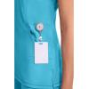 Cherokee Infinity Womens Mock Wrap Scrub Top, 4 Pockets, Rib-Knit Panel, Moisture-Wicking 360° Stretch – 2625A(Turquoise)