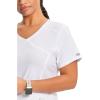 Cherokee Infinity Womens Mock Wrap Scrub Top, 4 Pockets, Rib-Knit Panel, Moisture-Wicking 360° Stretch – 2625A(White)