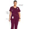 Cherokee Infinity Womens Mock Wrap Scrub Top, 4 Pockets, Rib-Knit Panel, Moisture-Wicking 360° Stretch – 2625A(Wine)