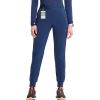 Cherokee Infinity Womens Pull-On Scrub Jogger Pants Mid Rise Bottoms, 4 Pockets, Elastic Waist Interior Drawstring – IN122A(Navy)