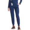 Cherokee Infinity Womens Pull-On Scrub Jogger Pants Mid Rise Bottoms, 4 Pockets, Elastic Waist Interior Drawstring – IN122A(Navy)