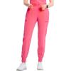 Cherokee Infinity Womens Pull-On Scrub Jogger Pants Mid Rise Bottoms, 4 Pockets, Elastic Waist Interior Drawstring – IN122A(Power Pink)